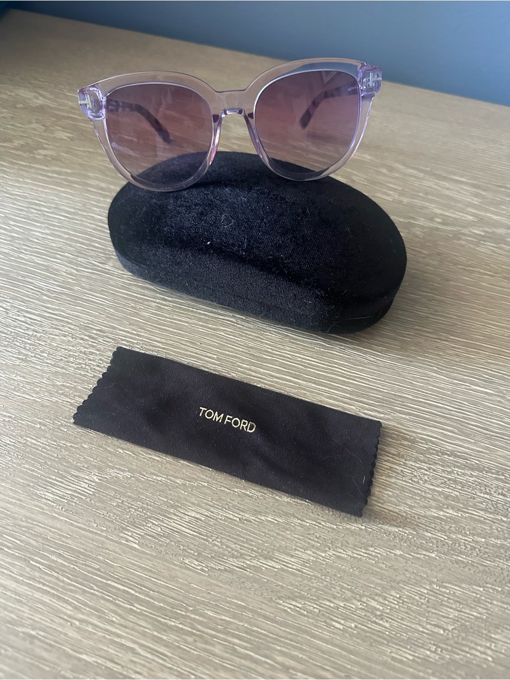 Tom Ford Translucent Light Purple Frame Sunglasses with Gradient Lenses
